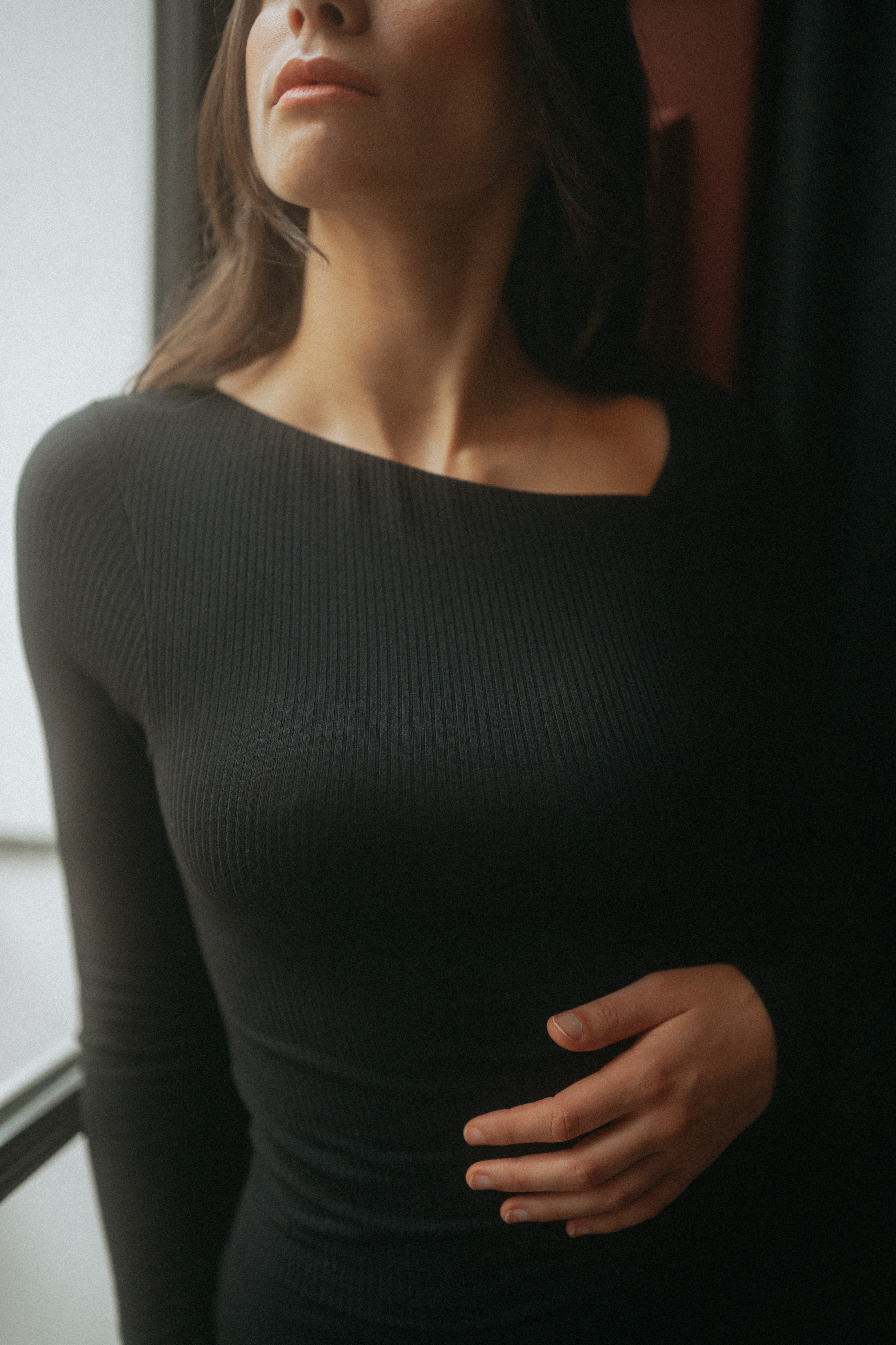 Black Céleste top with asymmetrical neckline
