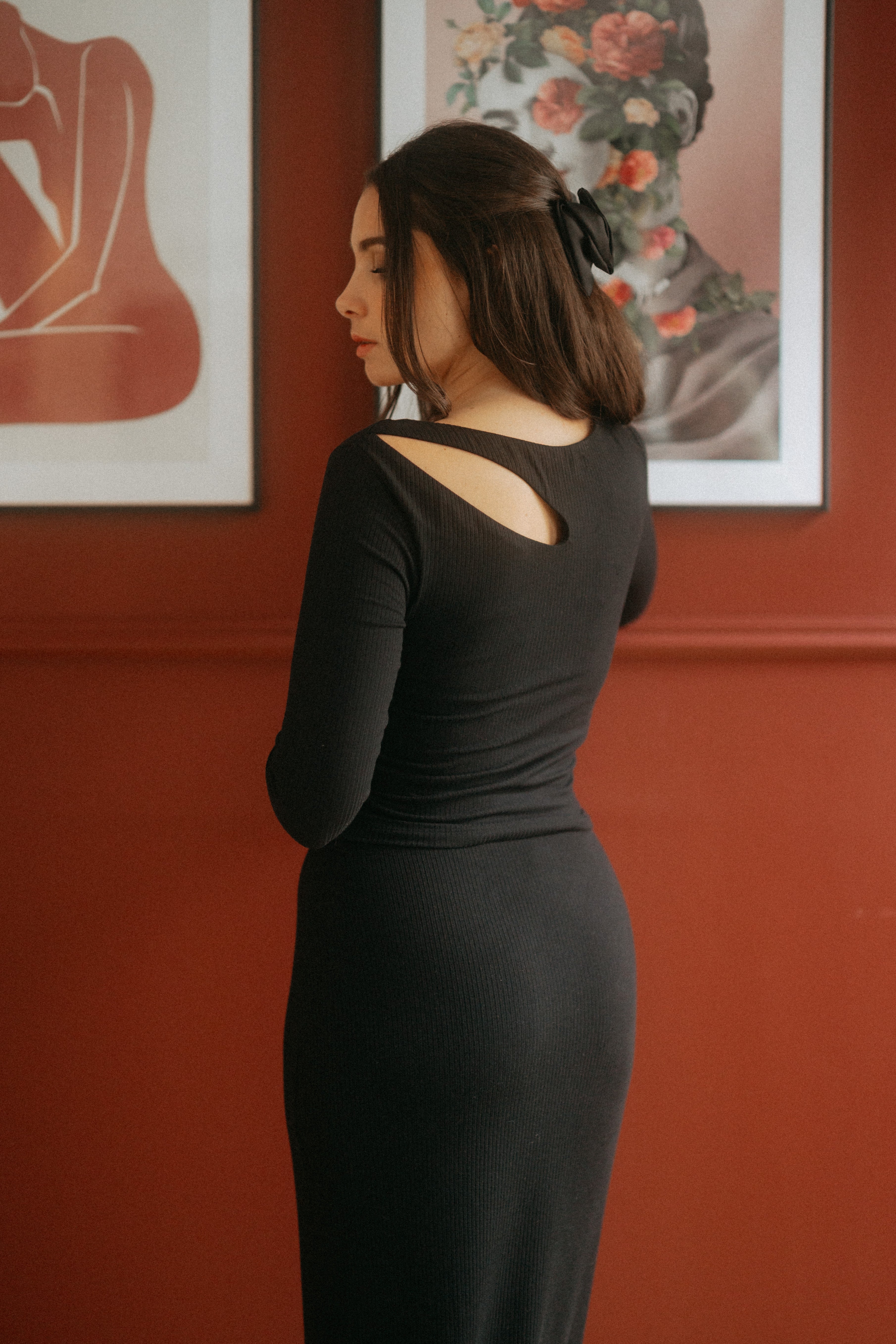 Black Céleste top with asymmetrical neckline