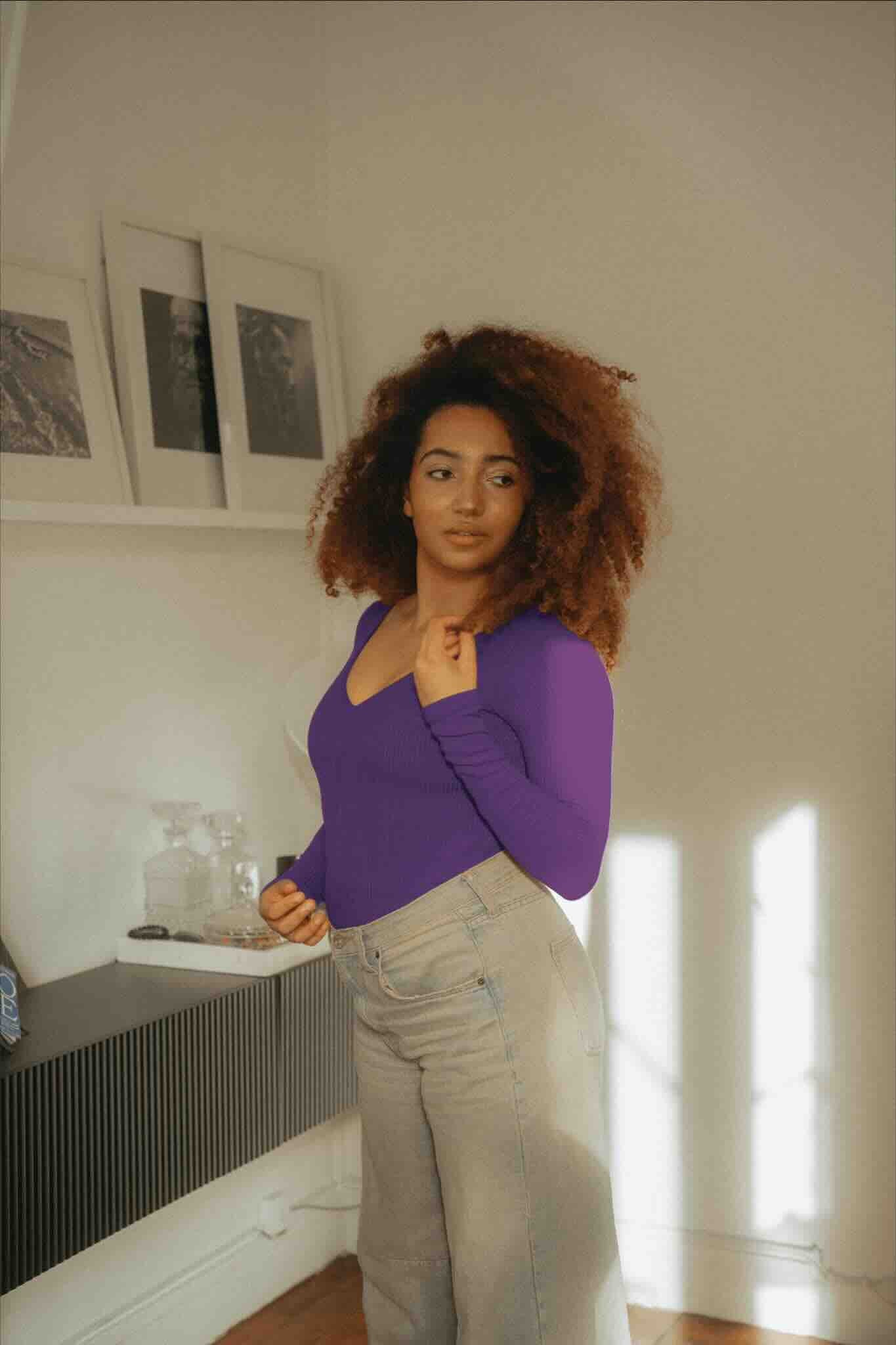 Body Céline Violet améthyste col V