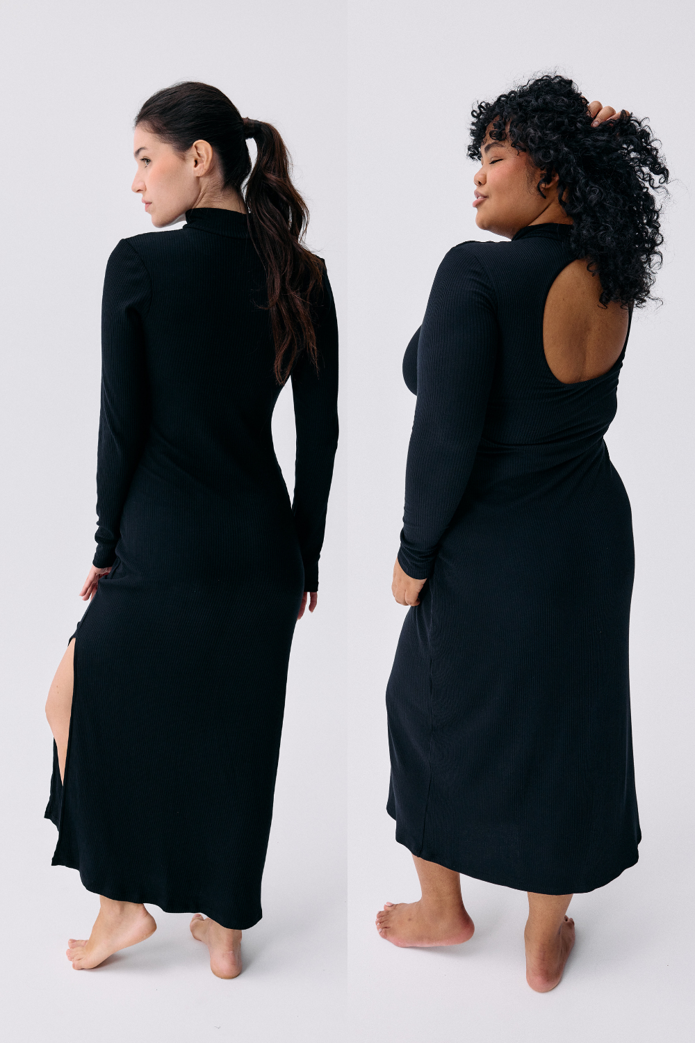Robe Mina noire Maline Bodywear, vue de dos réversible collection seconde nature 