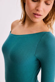 Body Héloïse asymétrique bleu lagon