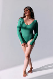 Body Céline vert sapin à brassière intégrée Maline Bodywear, vue de face