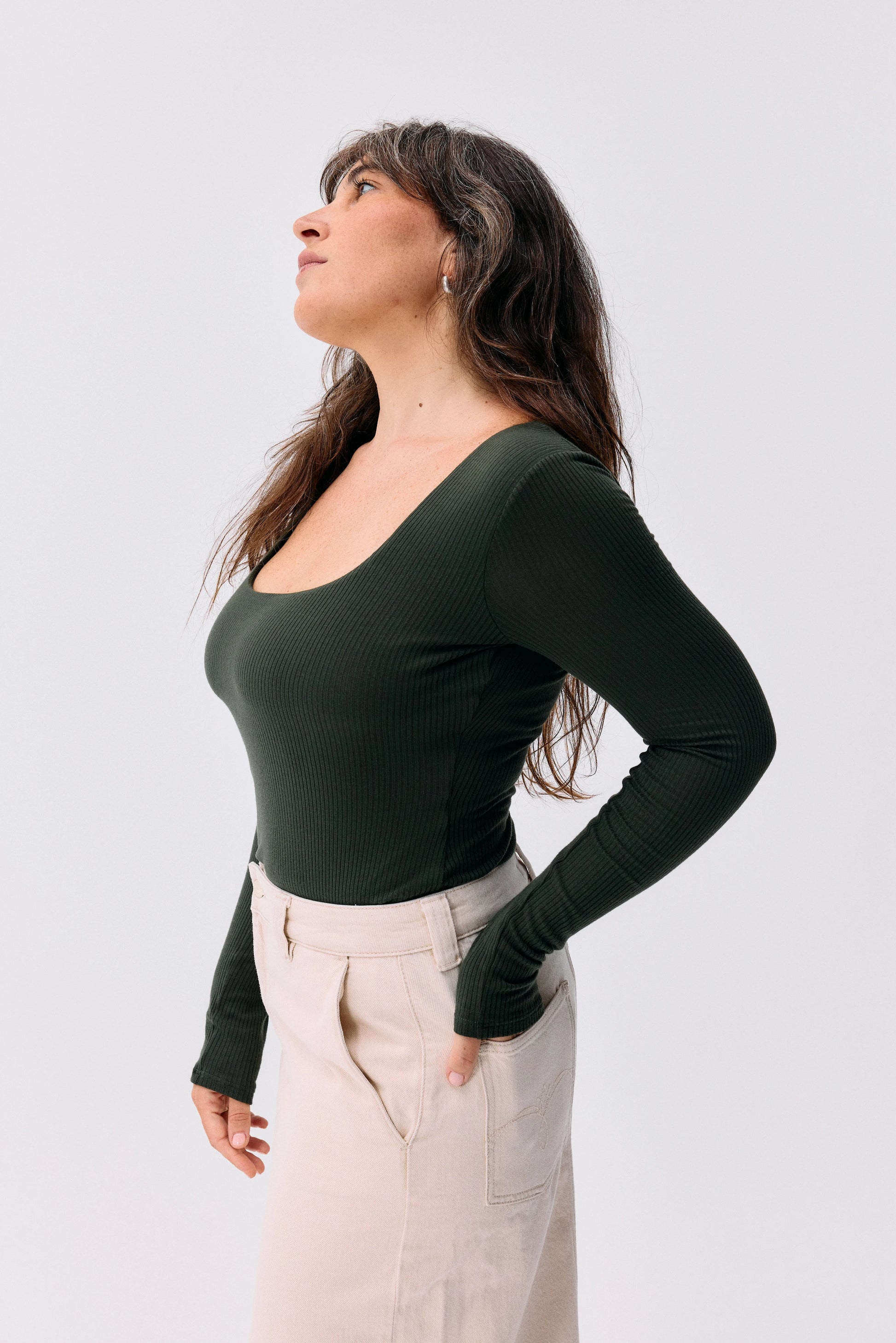 Body Flora vert sylve Maline Bodywear, vue de profil, collection Seconde Nature