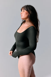 Body Flora vert sylve Maline Bodywear, vue de profil, collection Seconde Nature
