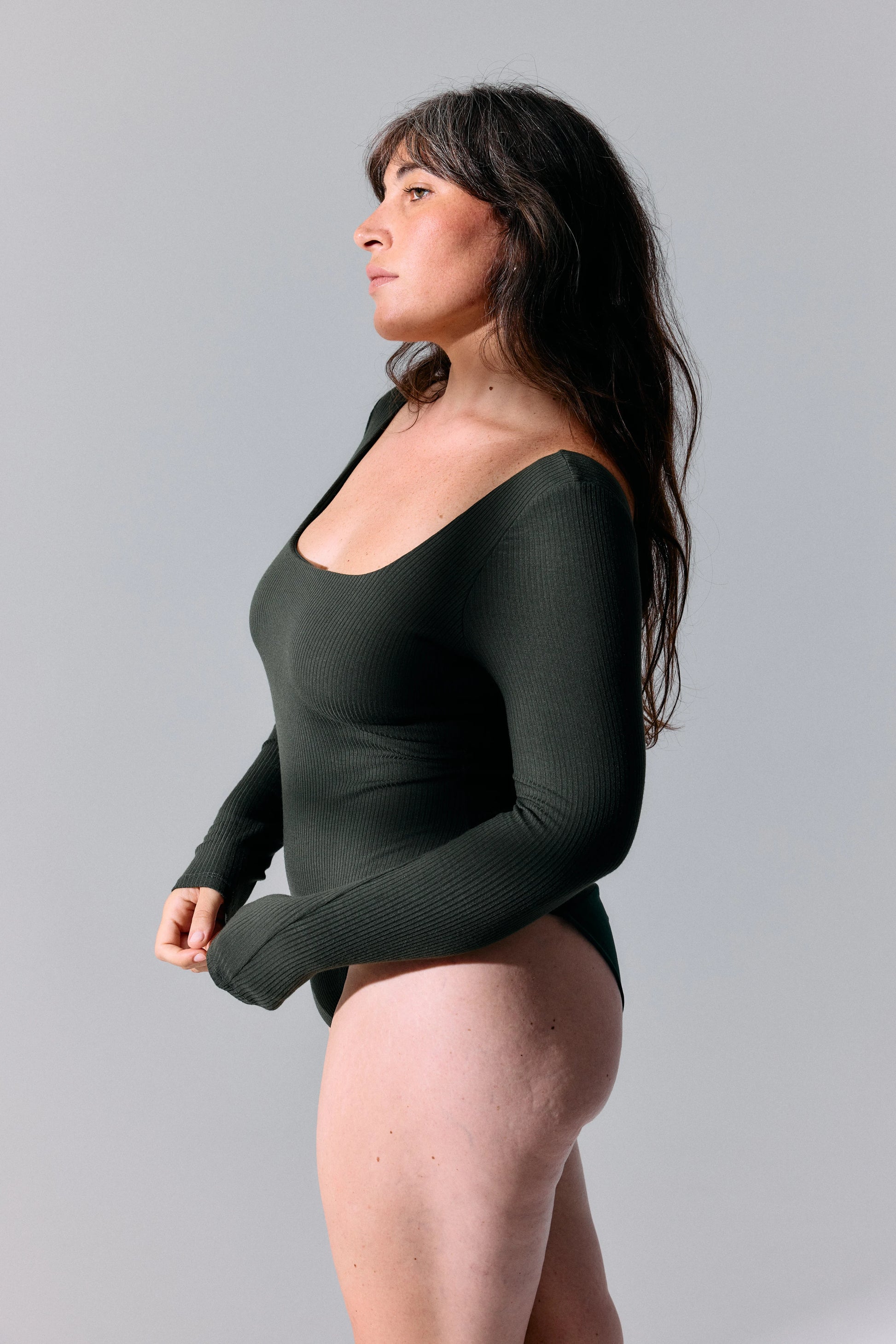 Body Flora vert sylve Maline Bodywear, vue de profil, collection Seconde Nature