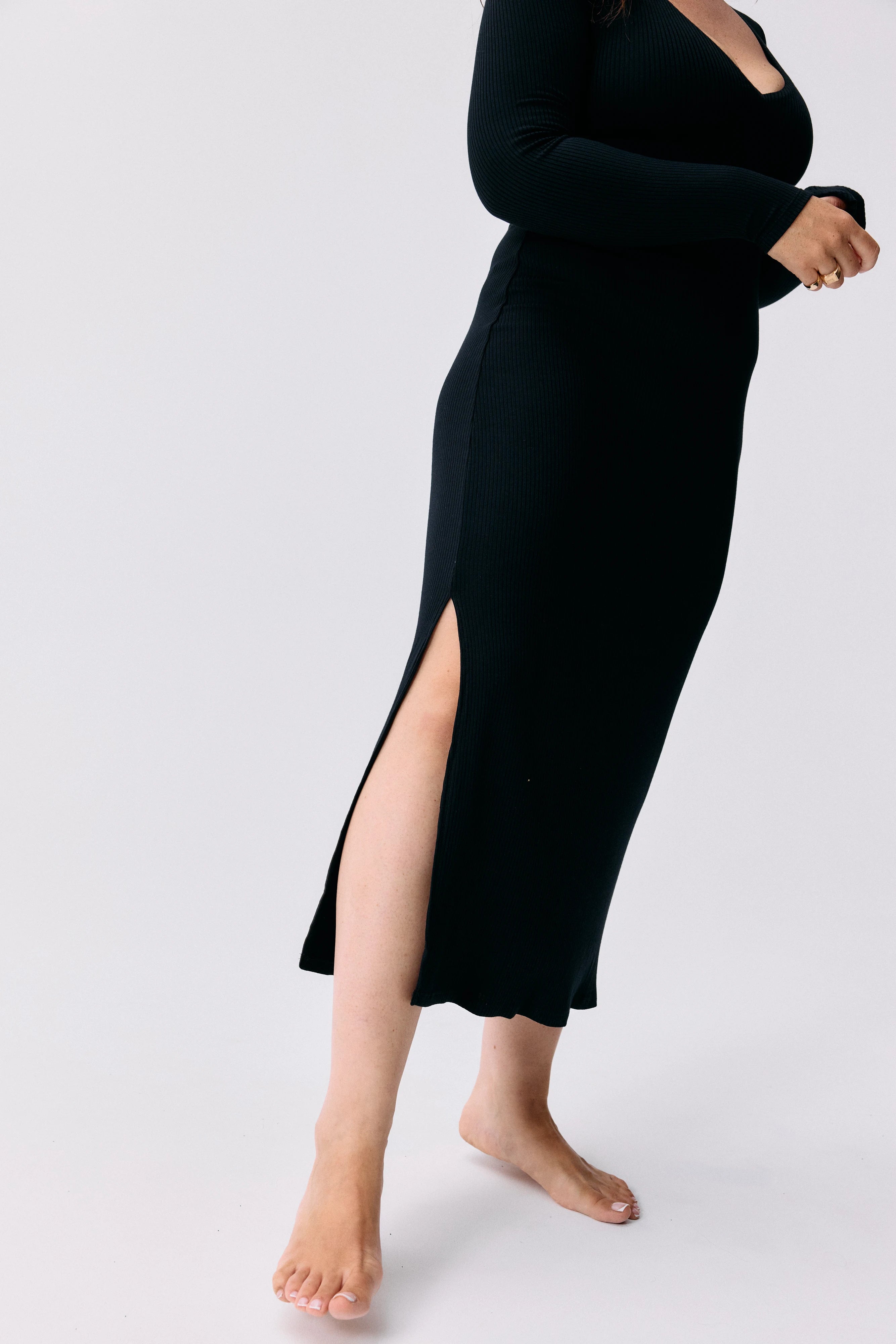 Robe Ambre noir Maline Bodywear, détail de la matière, collection Seconde Nature