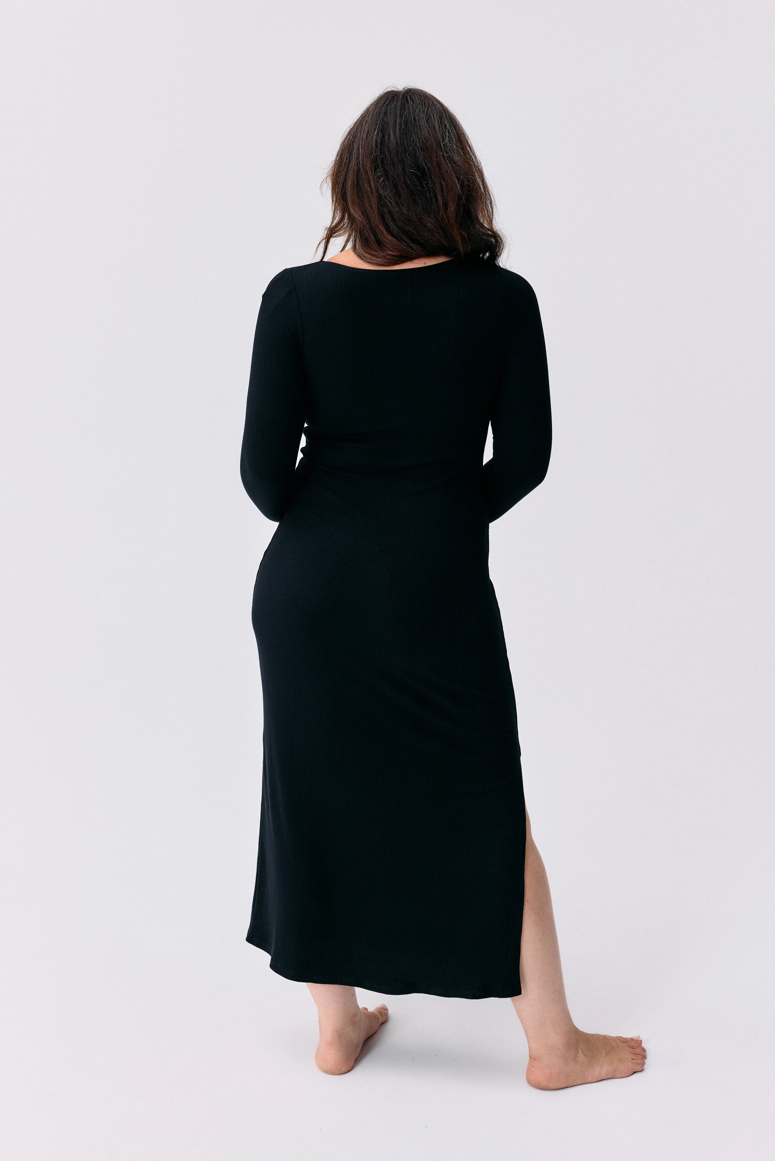 Robe Ambre noir Maline Bodywear, vue de dos, collection Seconde Nature