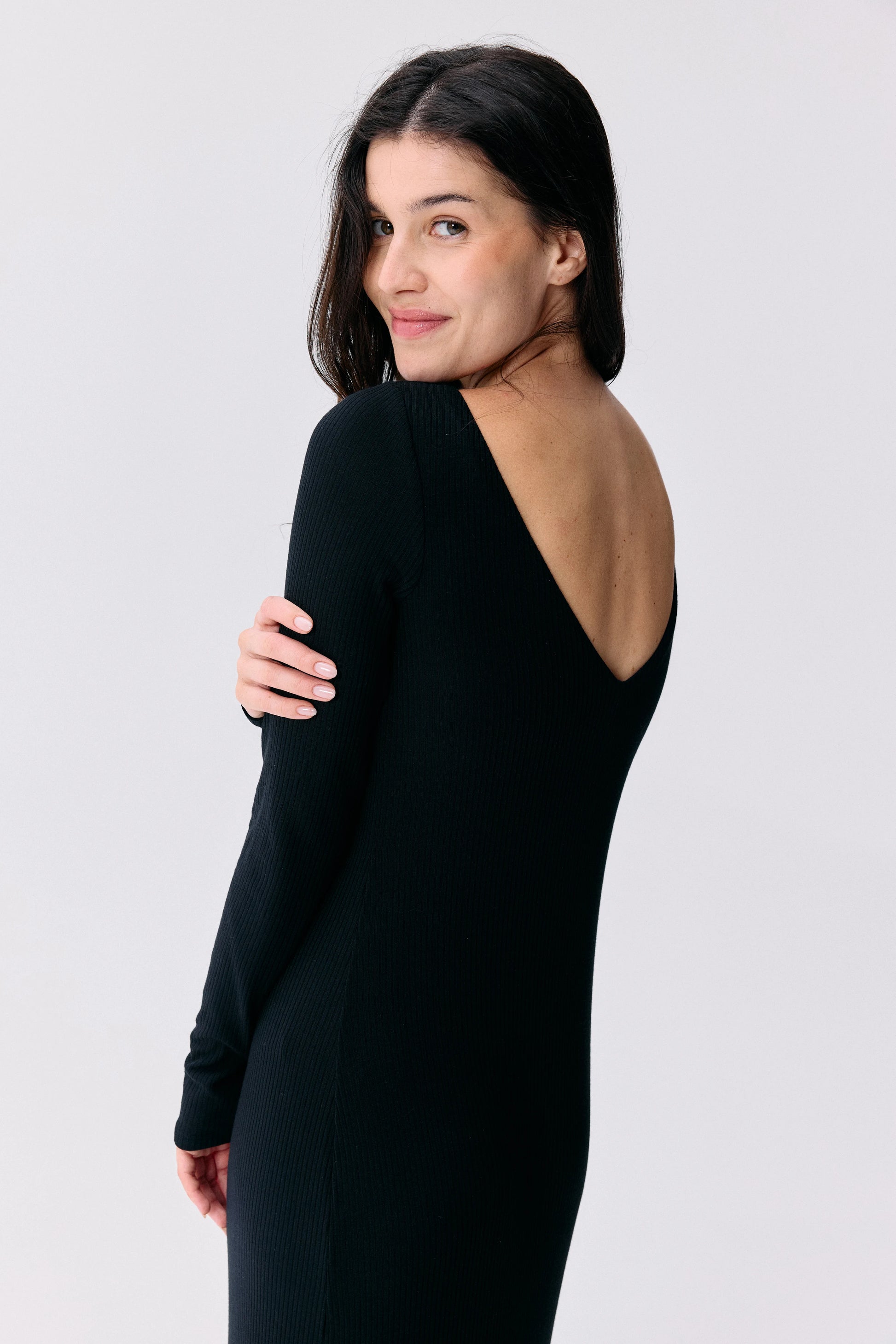 Robe Ambre noir Maline Bodywear, vue de dos, collection Seconde Nature