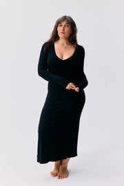 Robe Ambre noir Maline Bodywear, vue de face, collection Seconde Nature