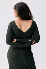 Robe Ambre vert sylve Maline Bodywear, vue de dos, collection Seconde Nature