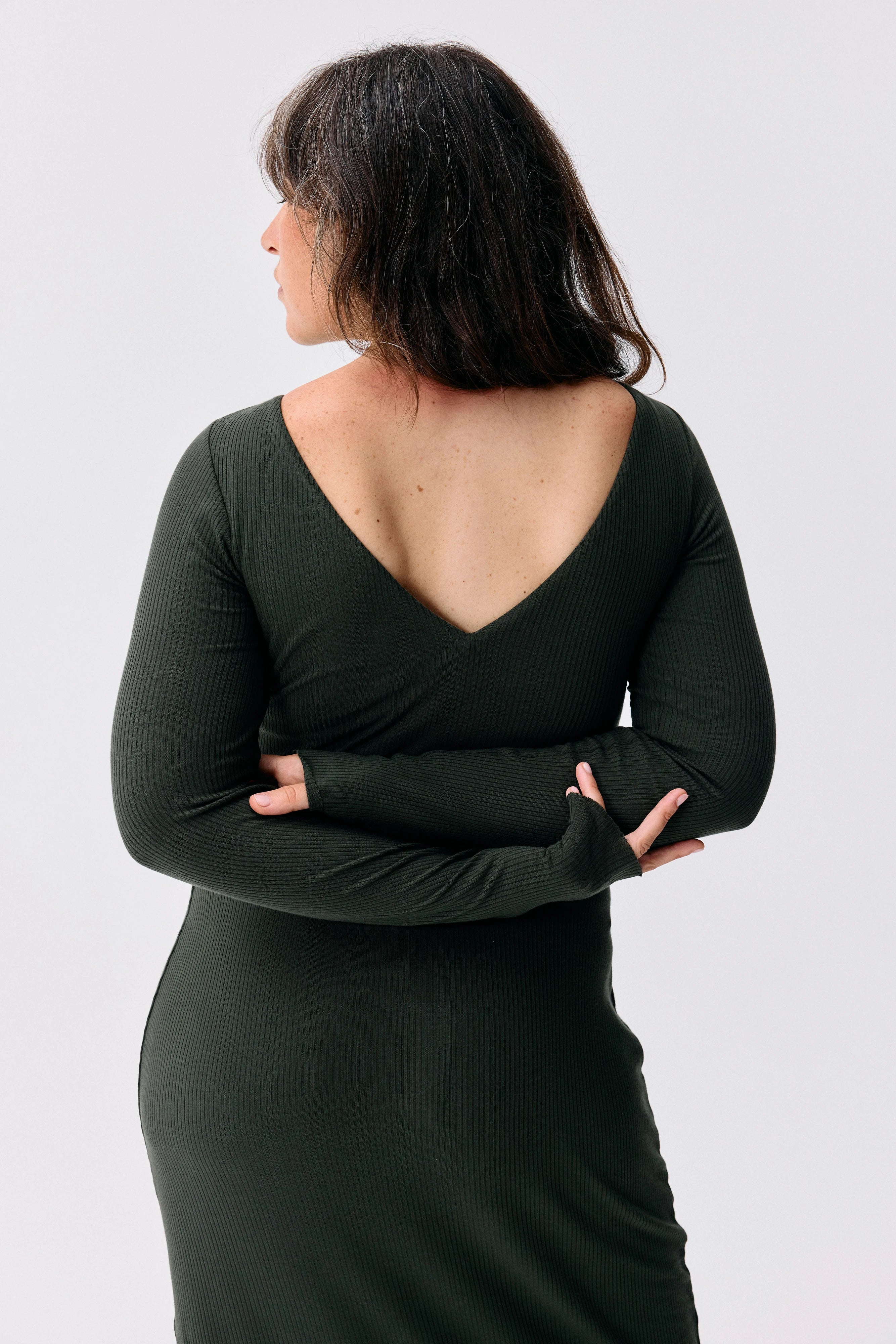 Robe Ambre vert sylve Maline Bodywear, vue de dos, collection Seconde Nature