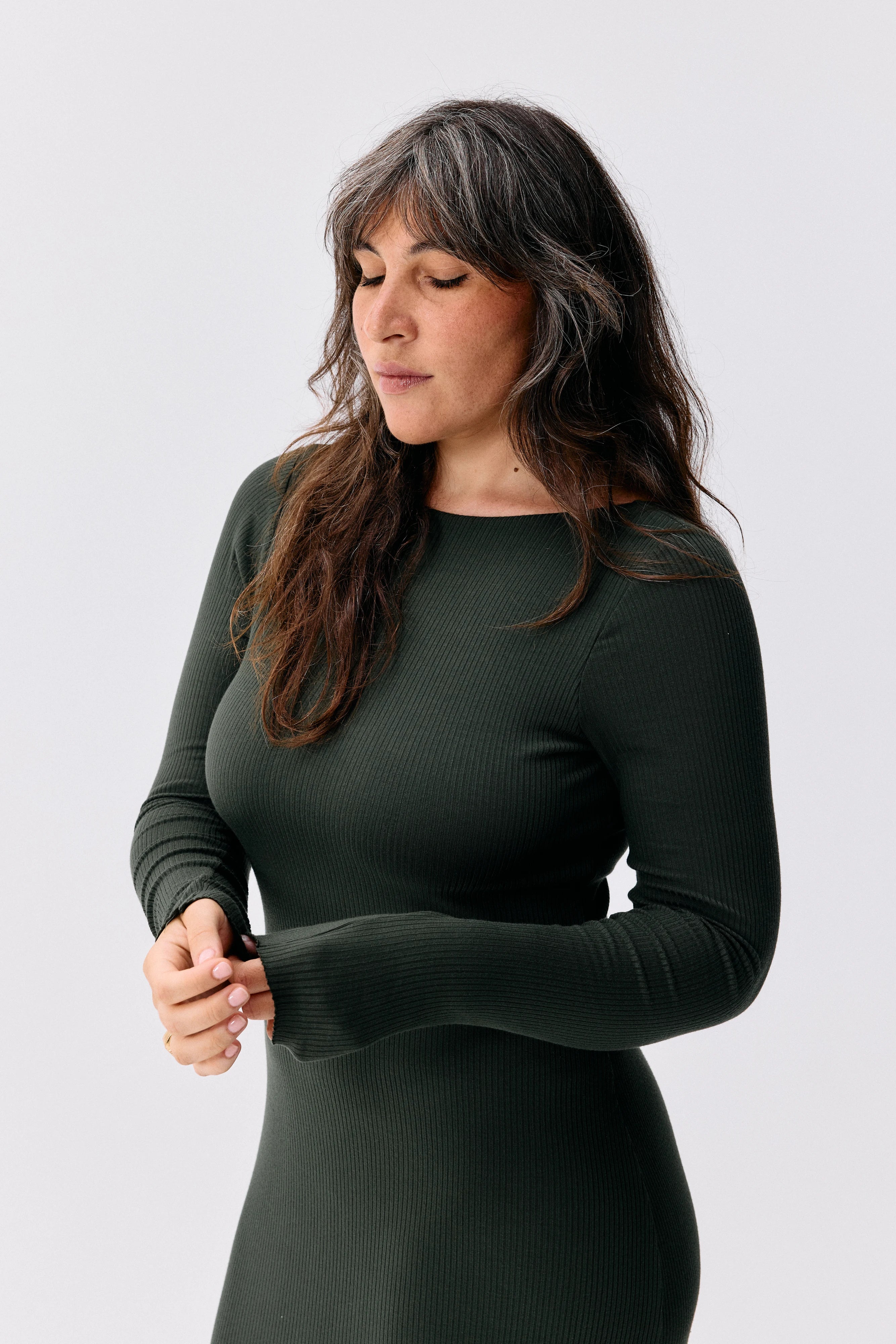 Robe Ambre vert sylve Maline Bodywear, packshot, collection Seconde Nature