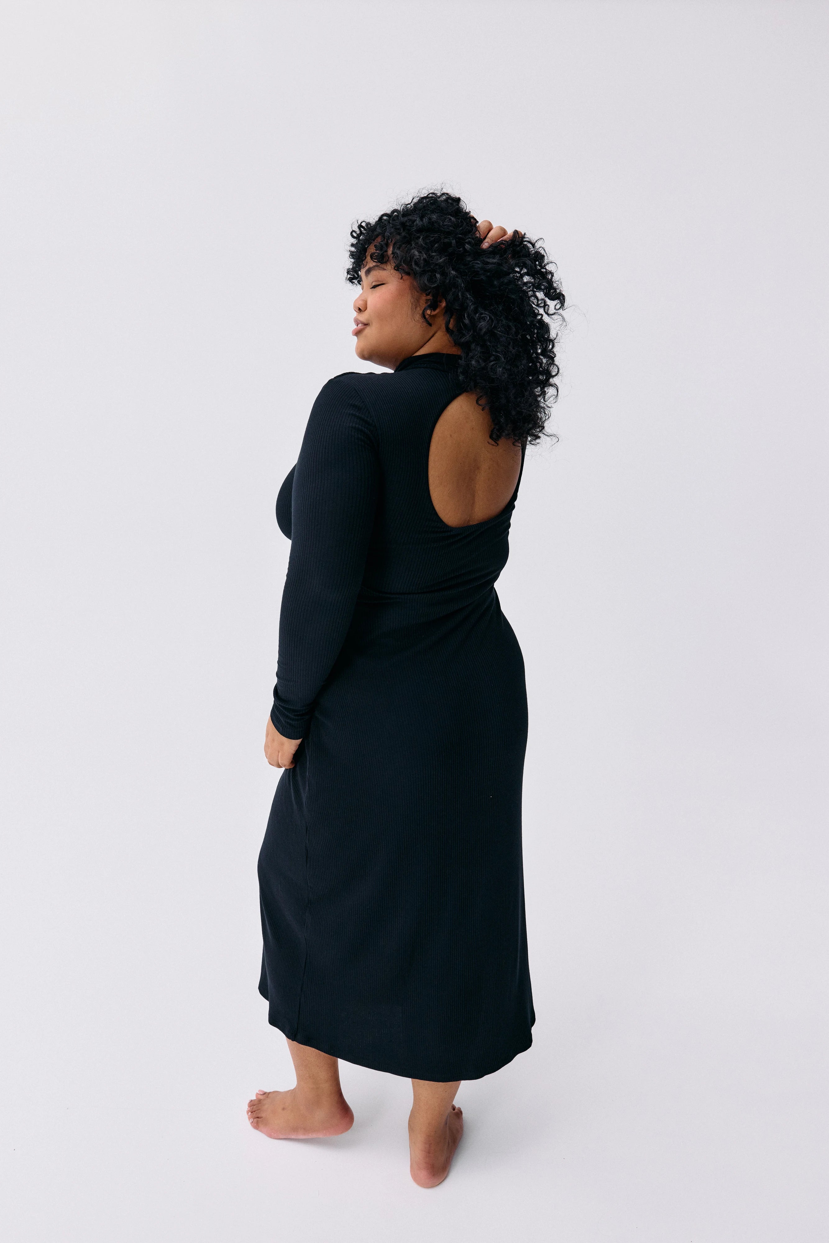 Robe Mina noir Maline Bodywear, vue de dos, collection Seconde Nature
