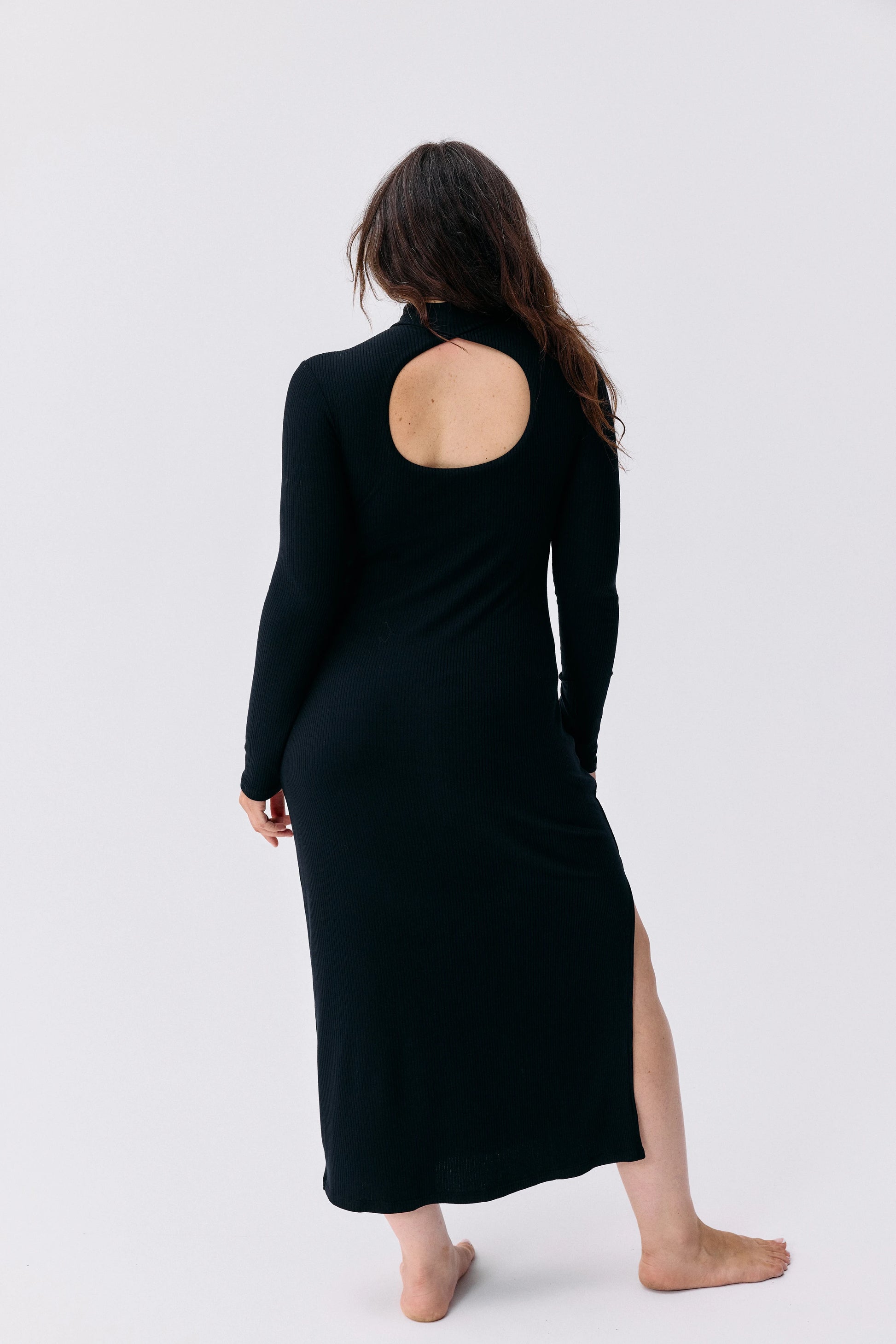 Robe Mina noir Maline Bodywear, vue de dos, collection Seconde Nature
