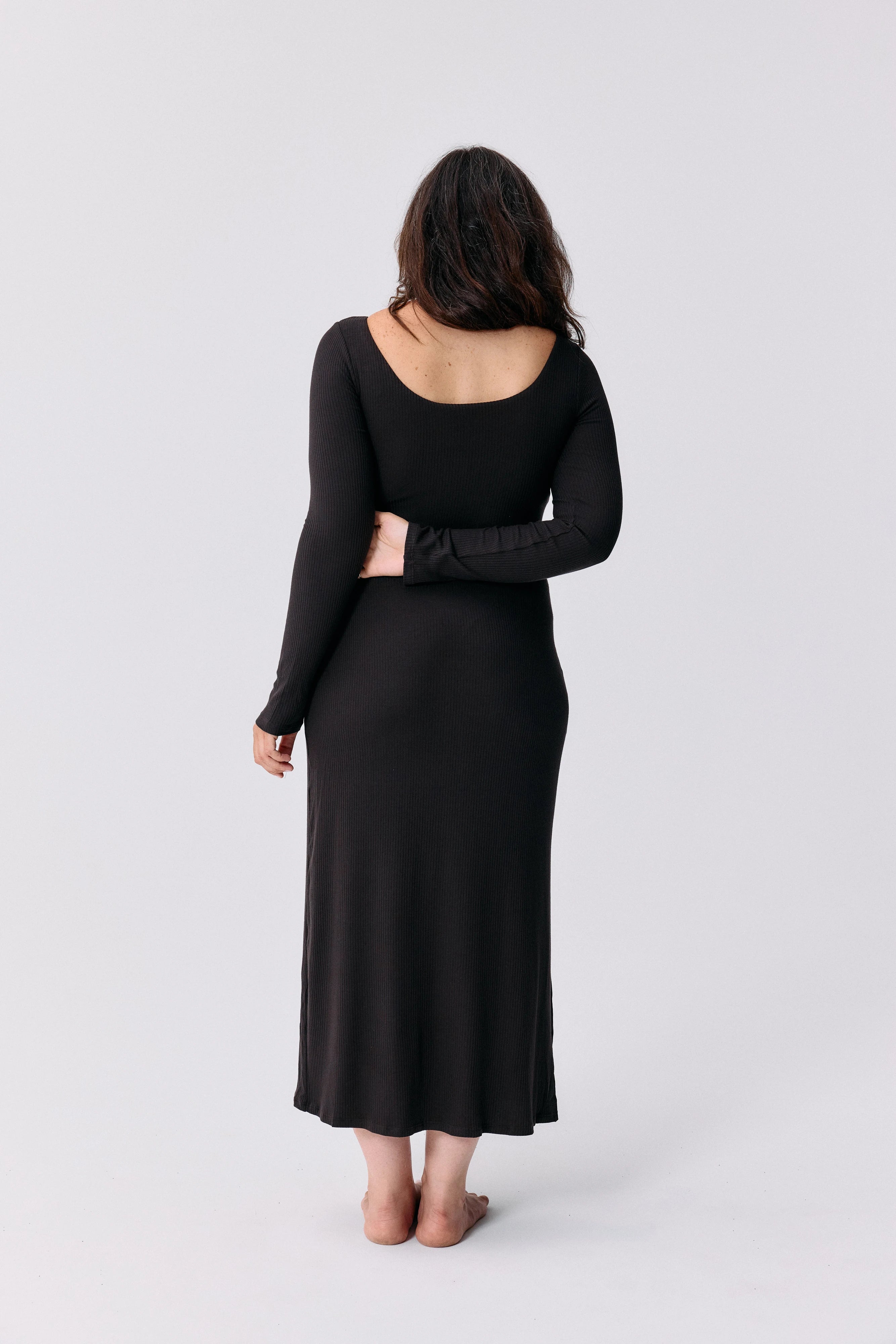 Robe Sélène noir Maline Bodywear, vue de dos, collection Seconde Nature