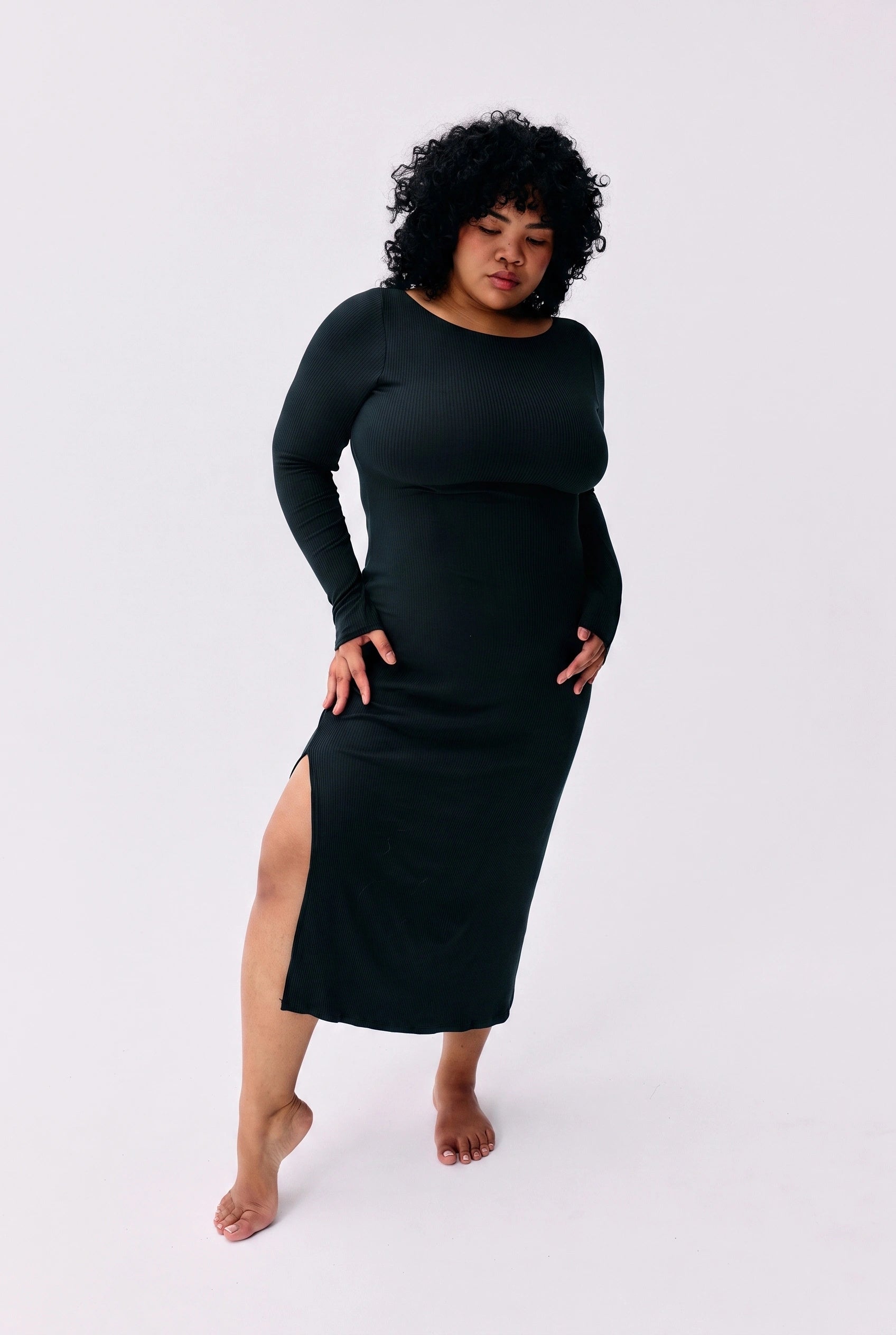 Robe Sélène noir Maline Bodywear, vue de face