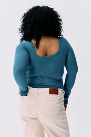 Top Isaure bleu lagon Maline Bodywear, vue de dos, collection Seconde Nature