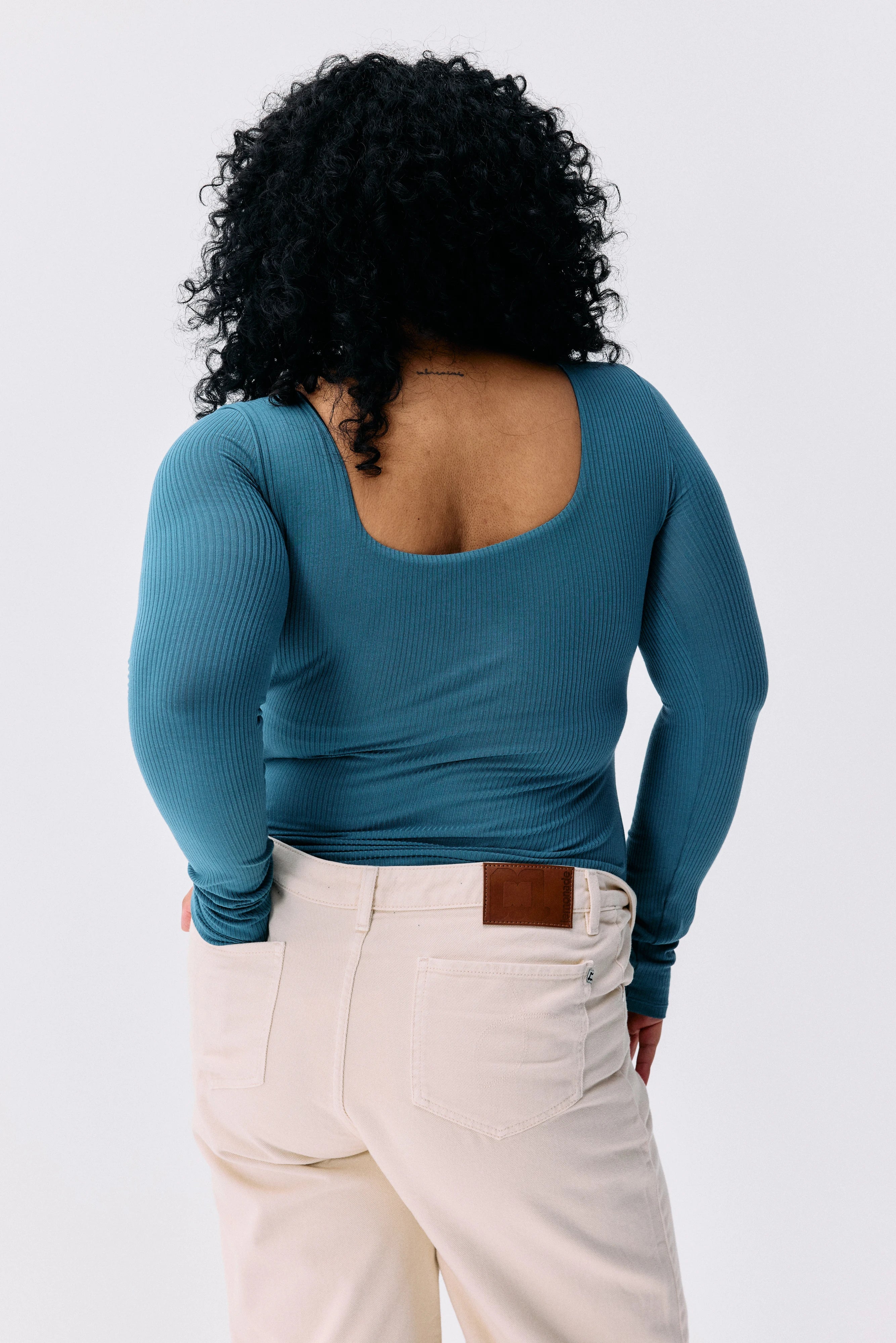 Top Isaure bleu lagon Maline Bodywear, vue de dos, collection Seconde Nature