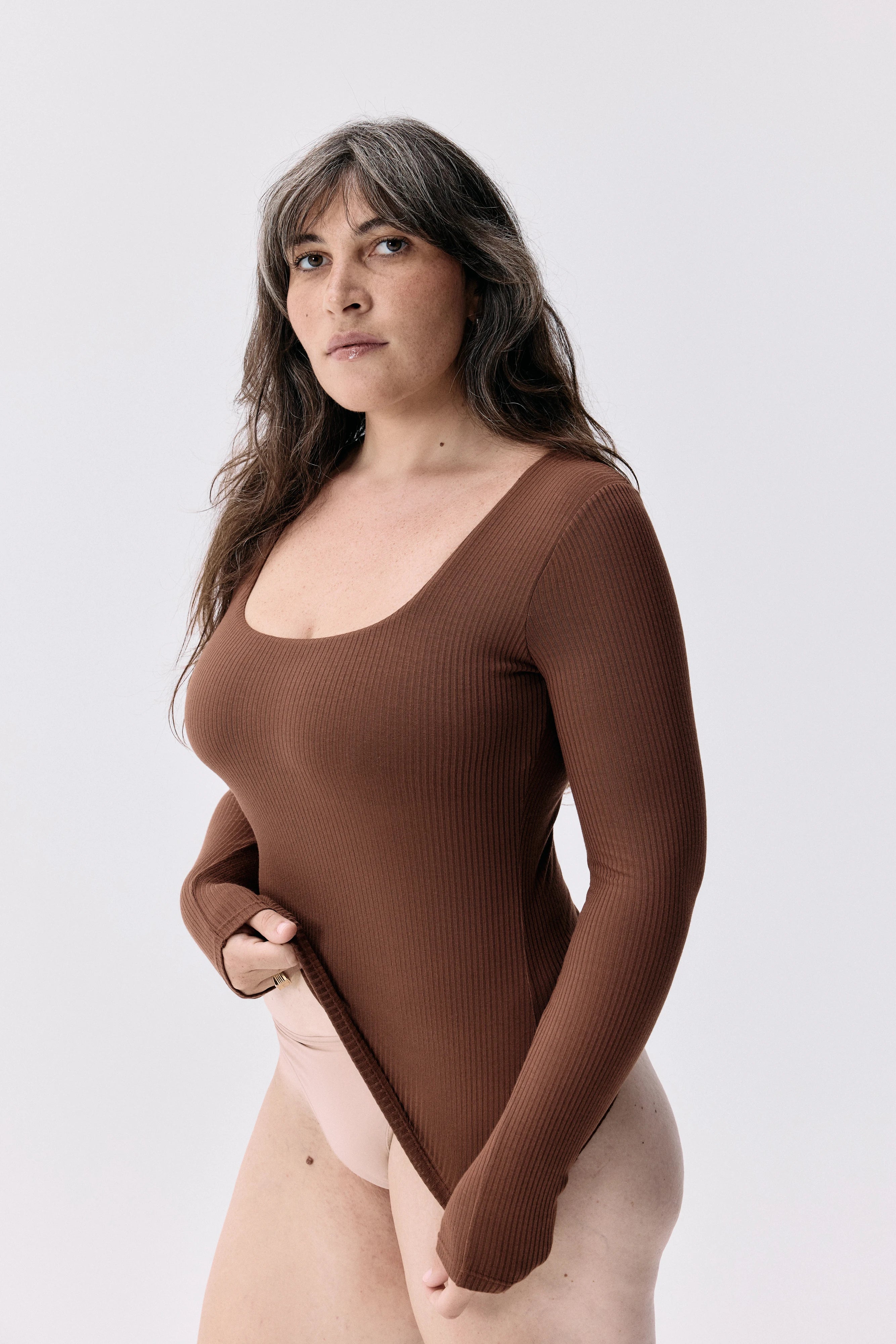 Top Isaure cannelle Maline Bodywear, vue de face, collection Seconde Nature