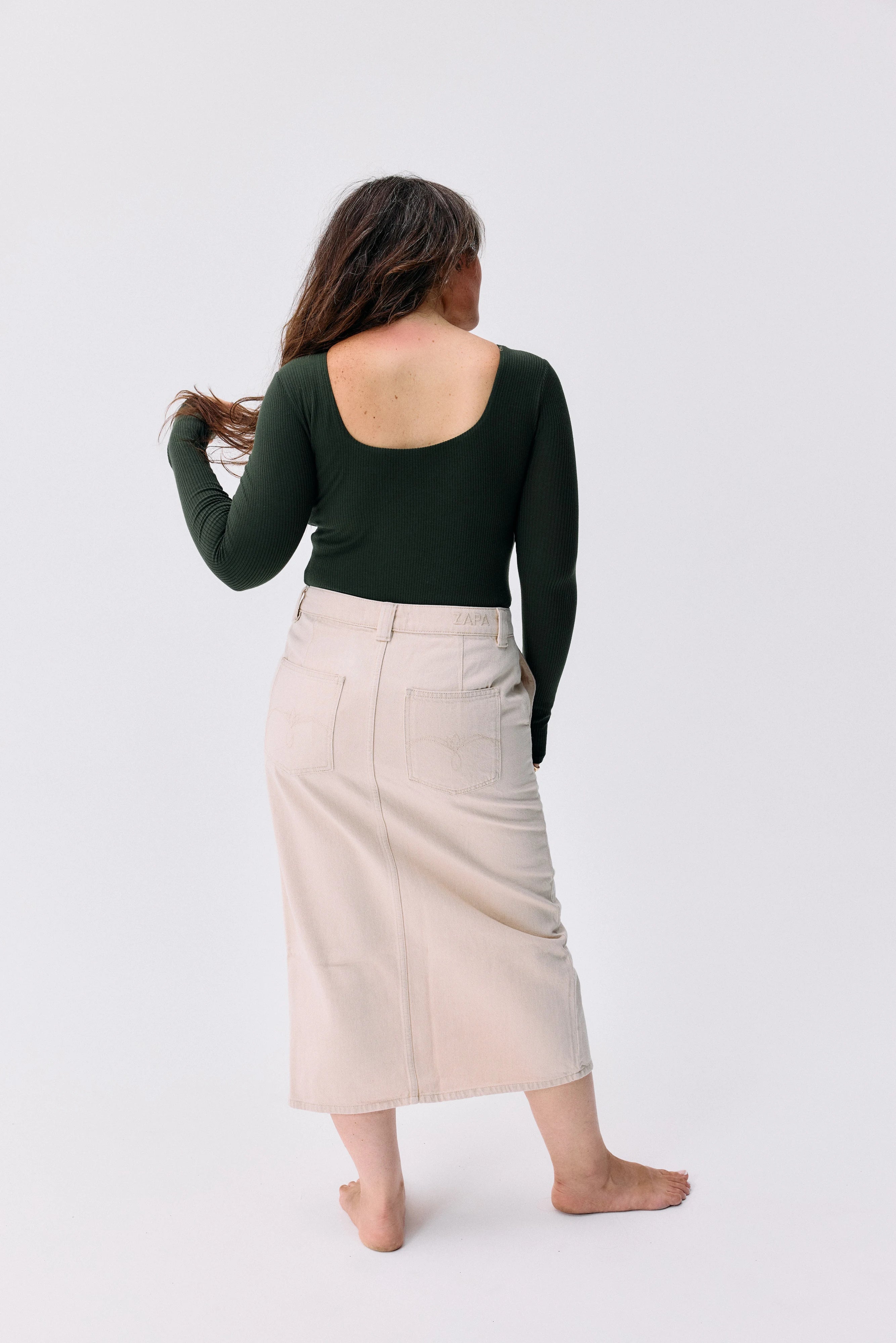 Top Isaure vert sylve Maline Bodywear, vue de dos, collection Seconde Nature