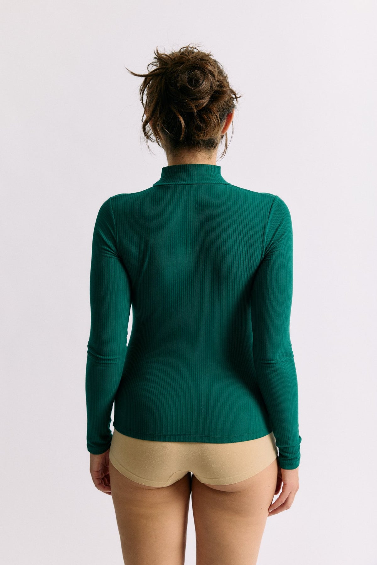 Top Léna vert sapin Maline Bodywear, vue de dos collection Seconde Nature