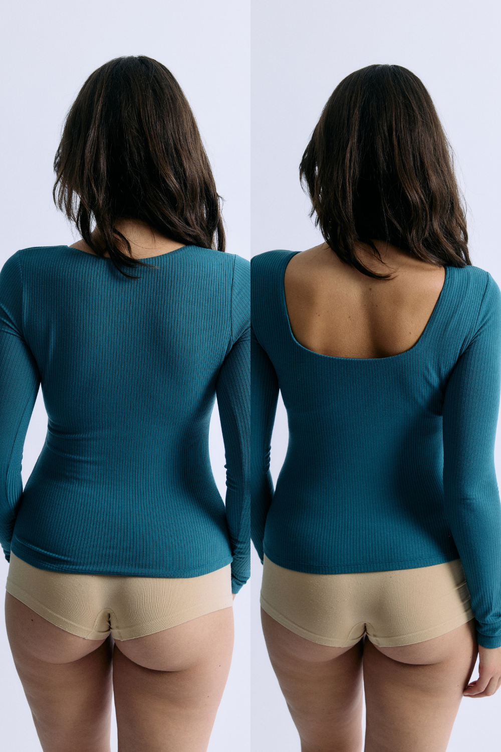 Top Isaure bleu lagon Maline Bodywear, vue de dos réversible collection Seconde Nature