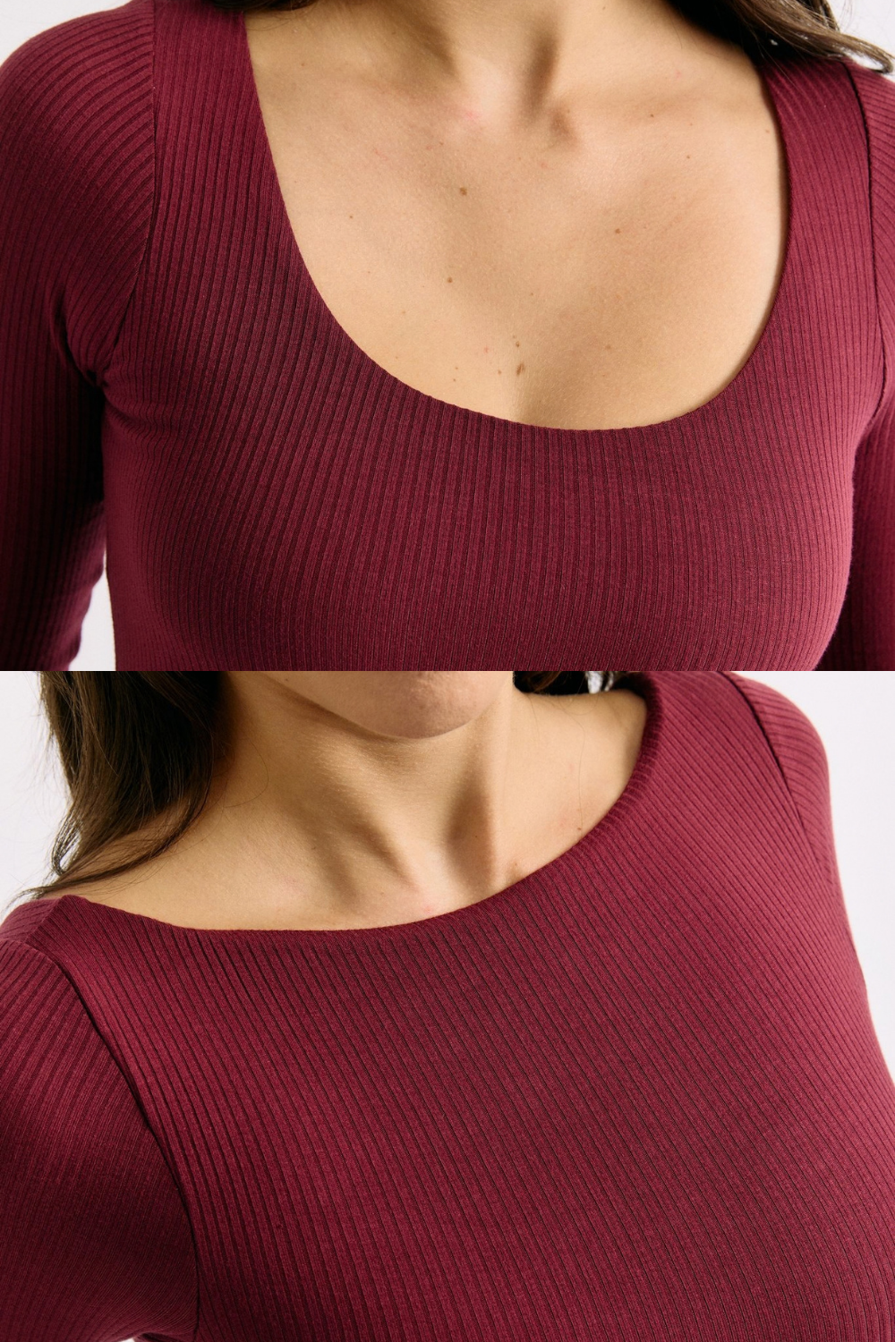 Robe Selene pinot Maline Bodywear, vue de face double décolleté collection seconde nature